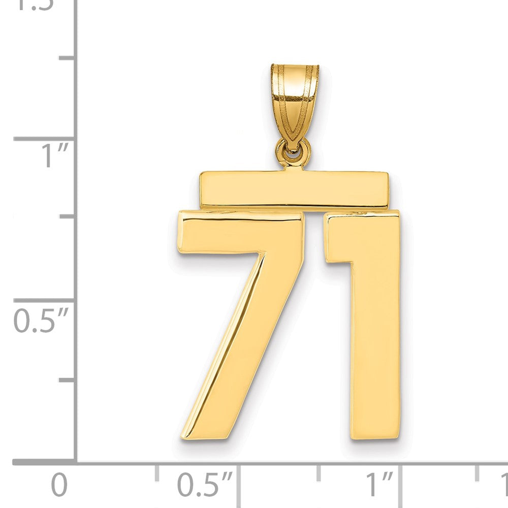 14k Large Polished Number 71 Charm