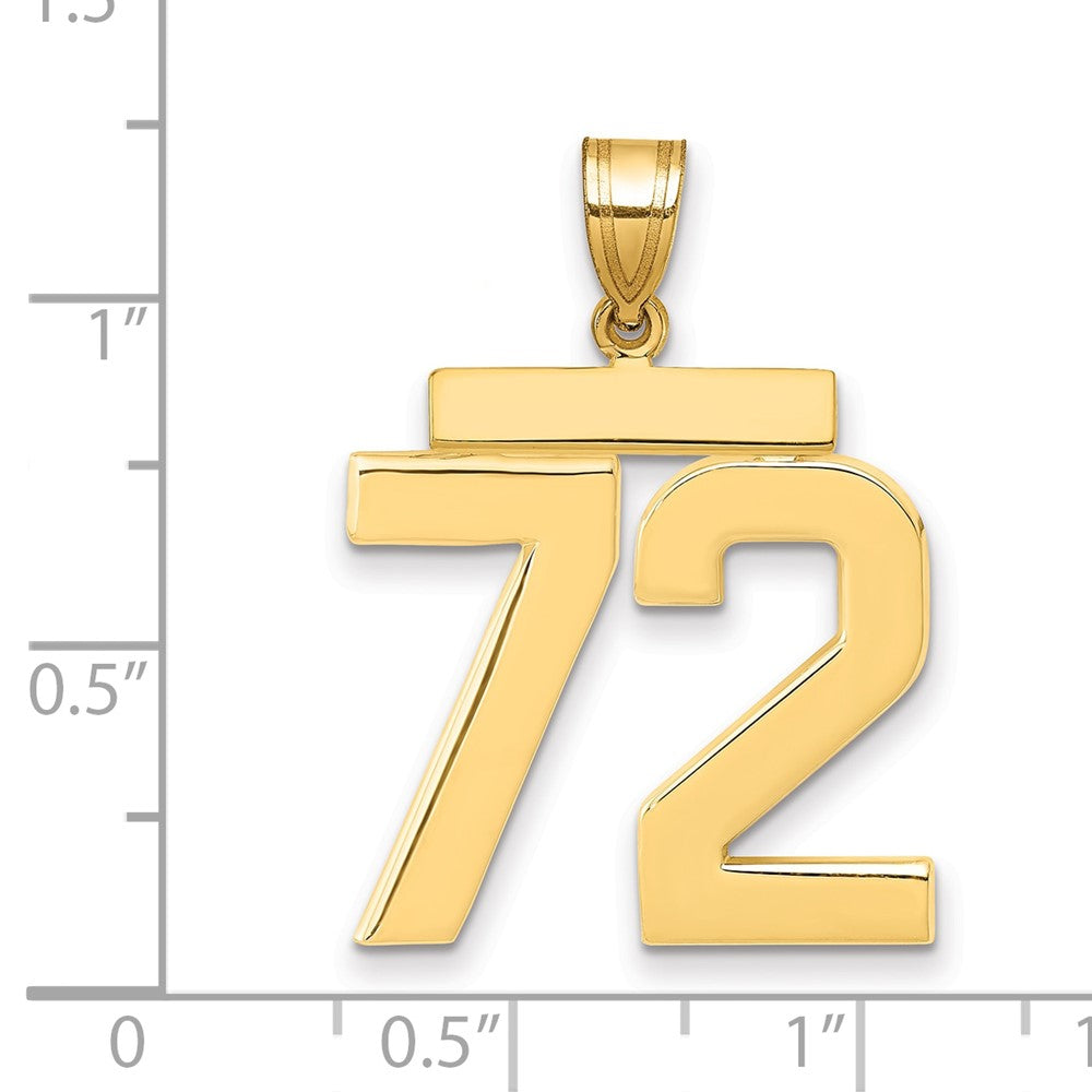 14k Large Polished Number 72 Charm