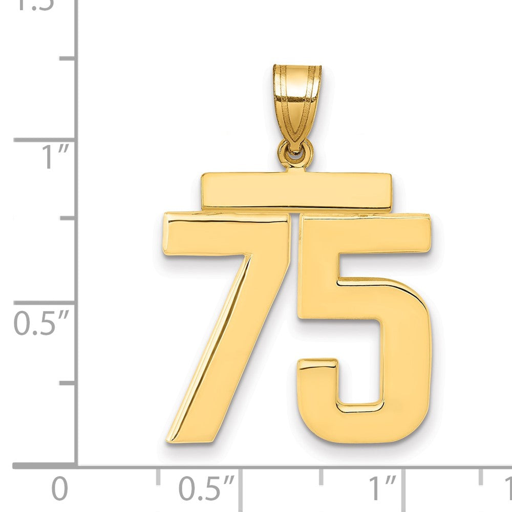 14k Large Polished Number 75 Charm