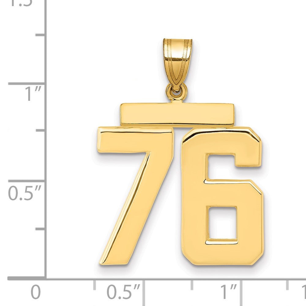 14k Large Polished Number 76 Charm