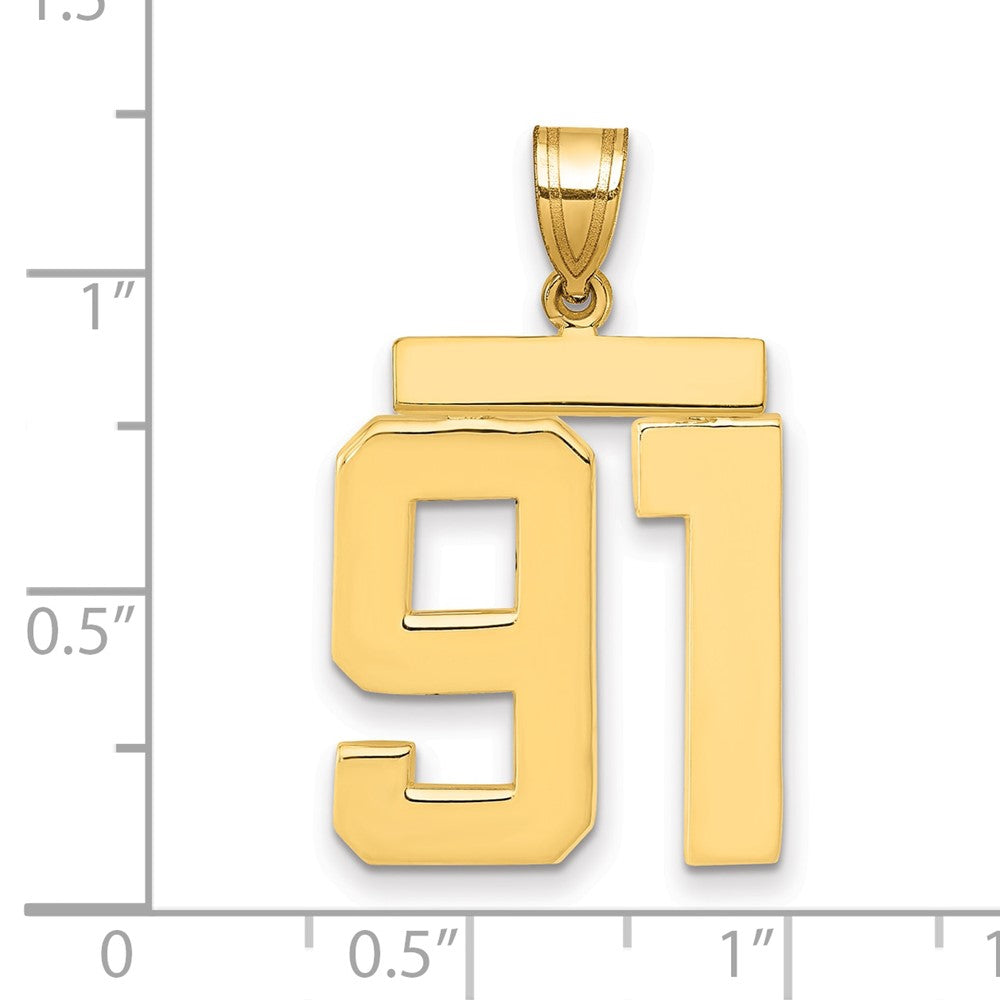 14k Large Polished Number 91 Charm