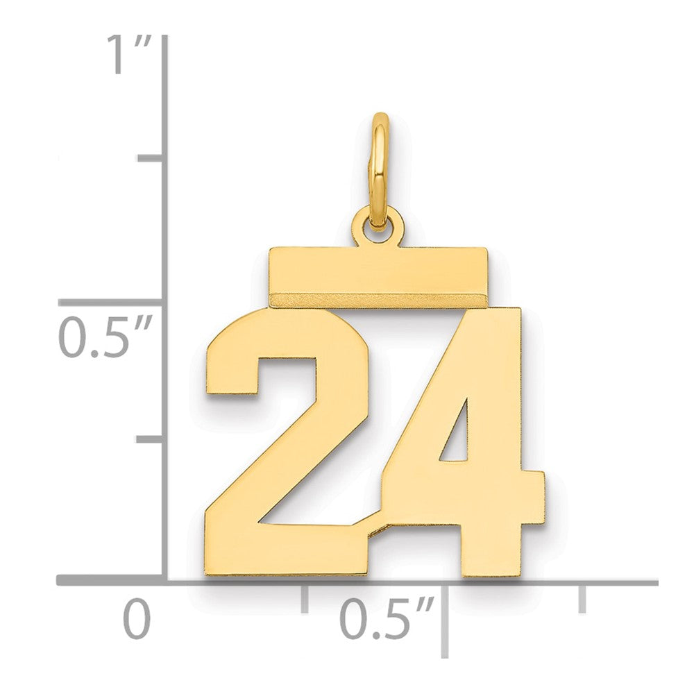 14k Small Polished Number 24 Charm