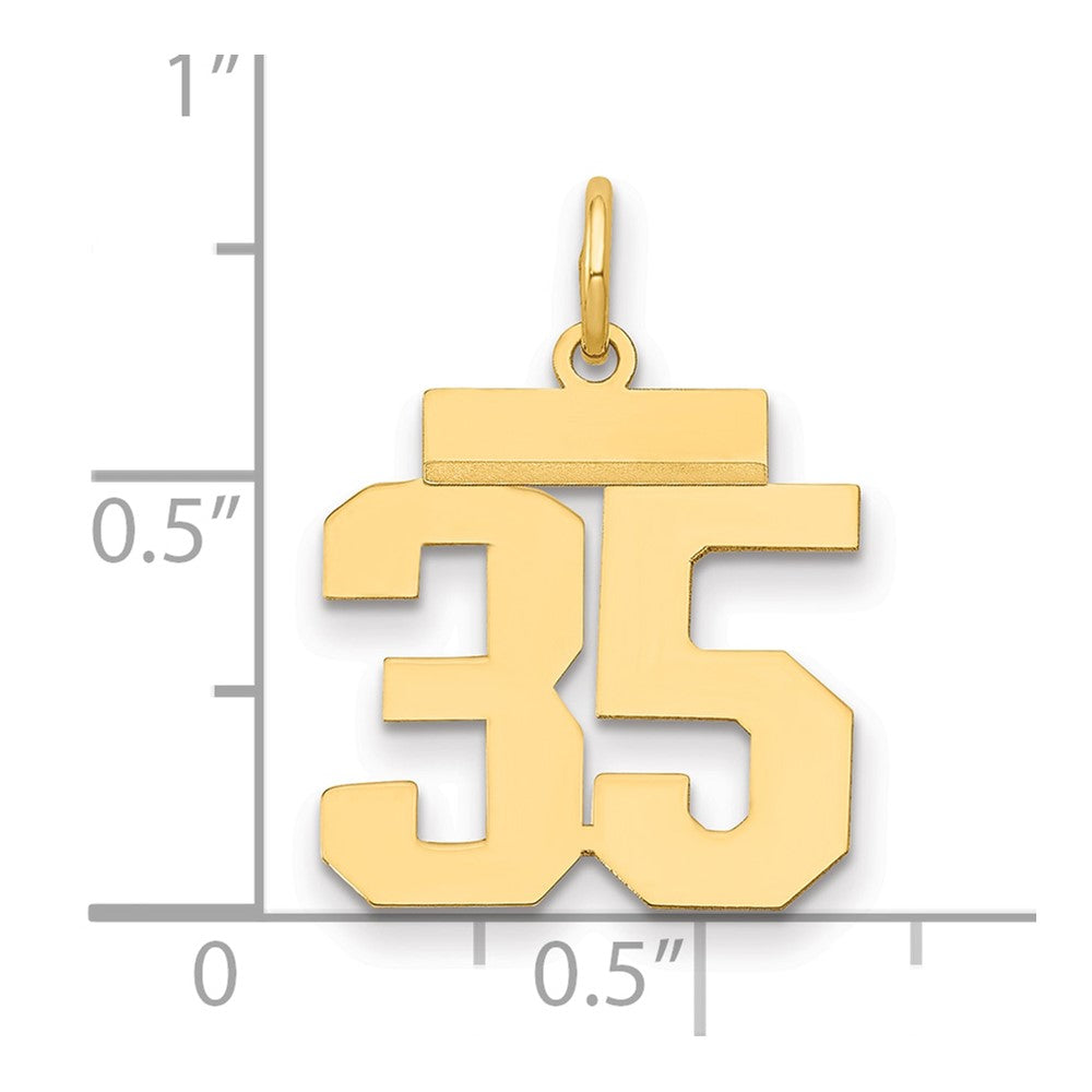 14k Small Polished Number 35 Charm