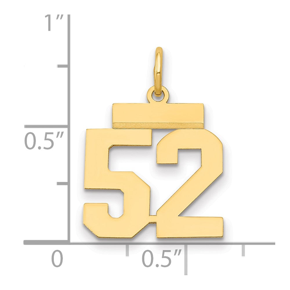 14k Small Polished Number 52 Charm