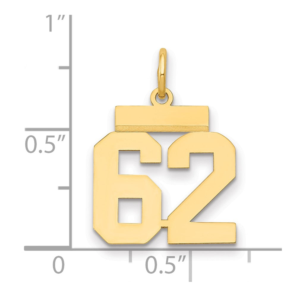 14k Small Polished Number 62 Charm