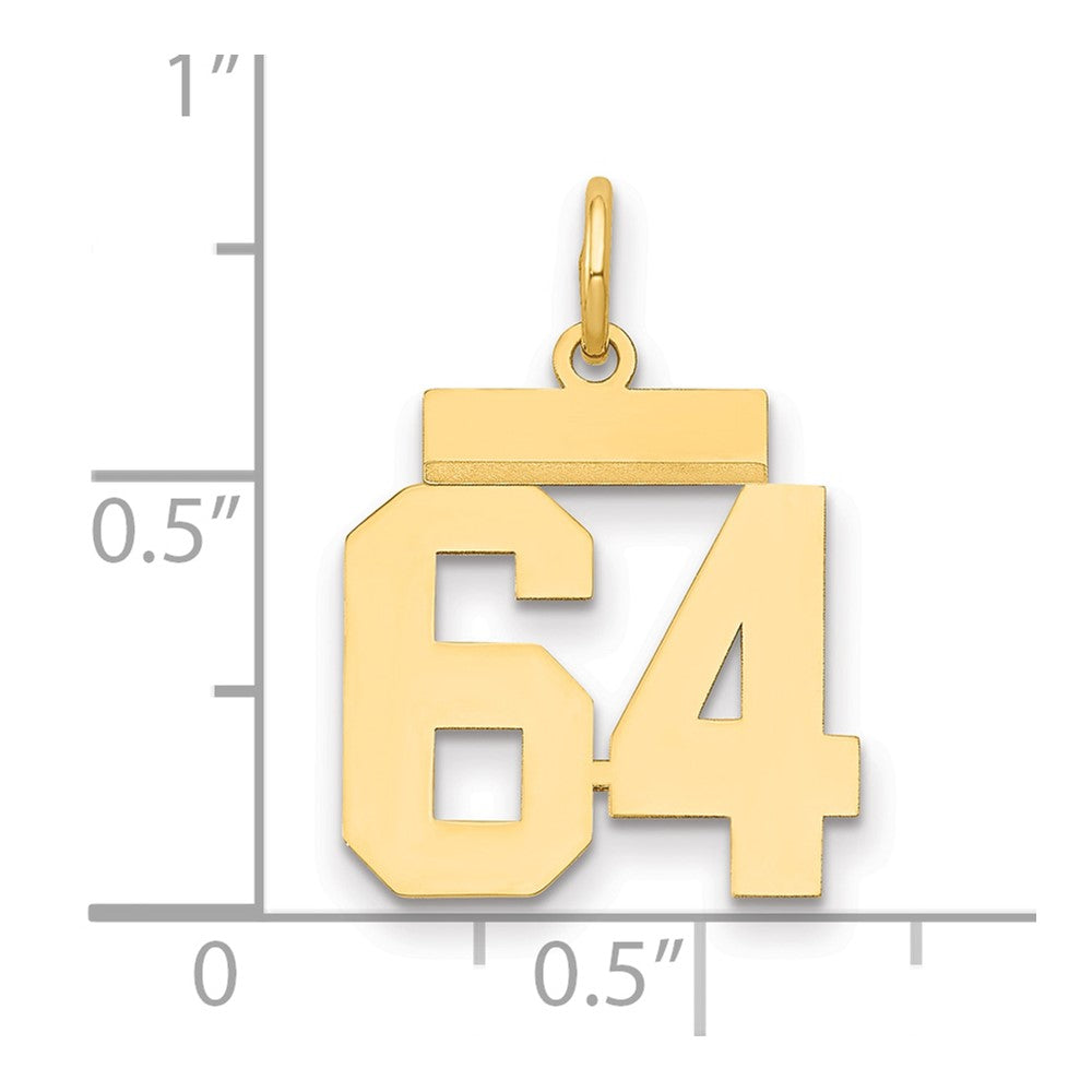 14k Small Polished Number 64 Charm