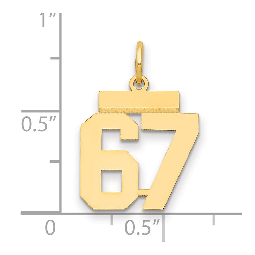 14k Small Polished Number 67 Charm
