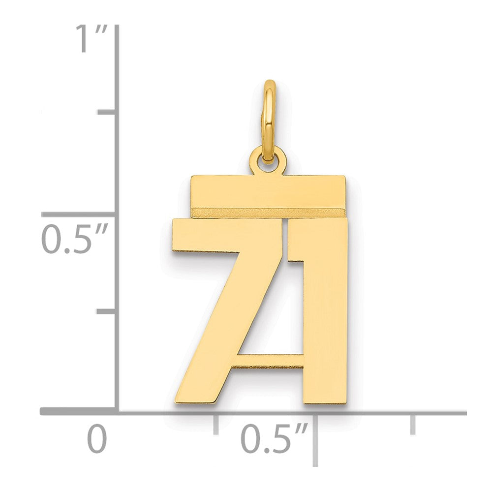 14k Small Polished Number 71 Charm