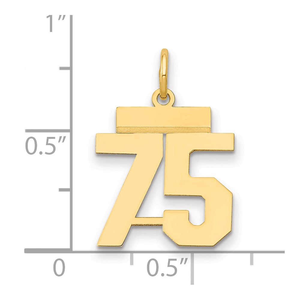14k Small Polished Number 75 Charm