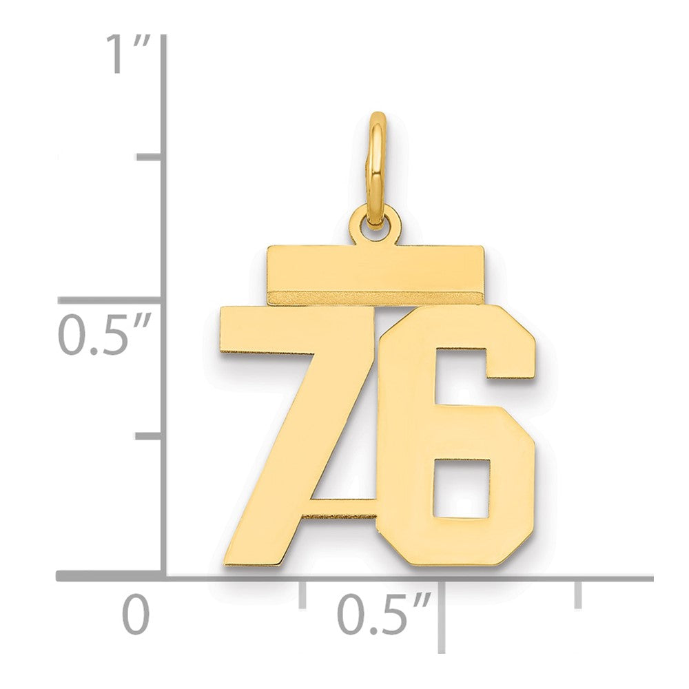 14k Small Polished Number 76 Charm