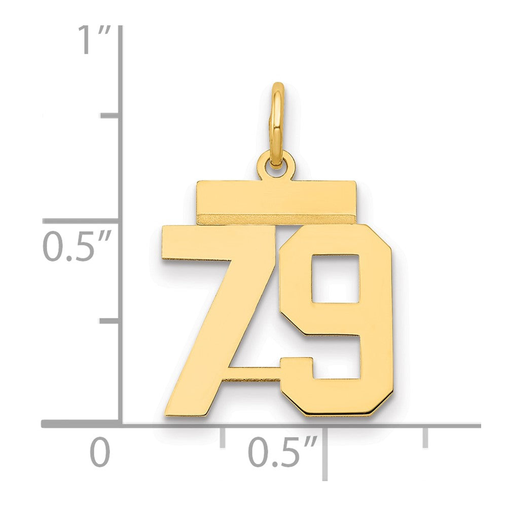 14k Small Polished Number 79 Charm