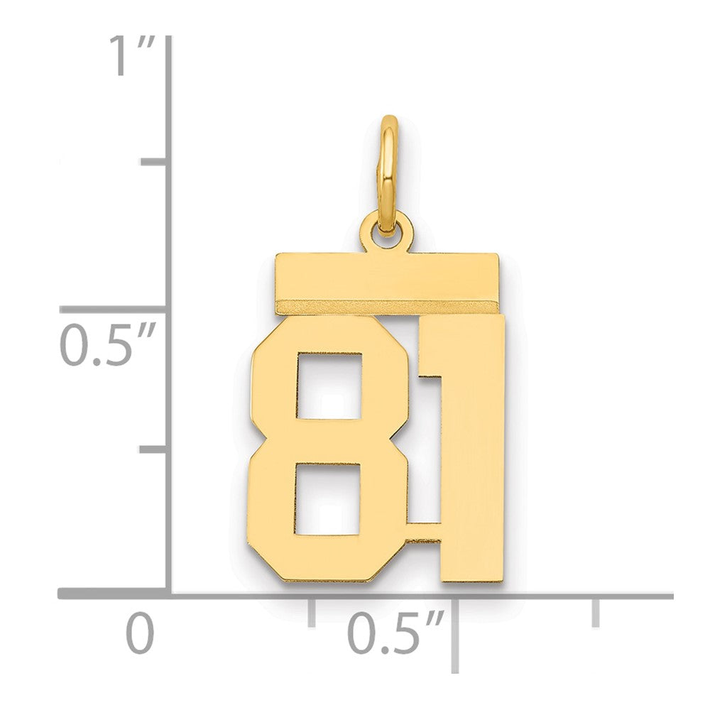 14k Small Polished Number 81 Charm