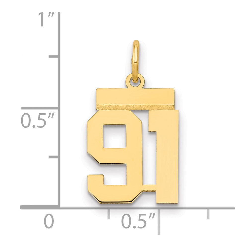 14k Small Polished Number 91 Charm
