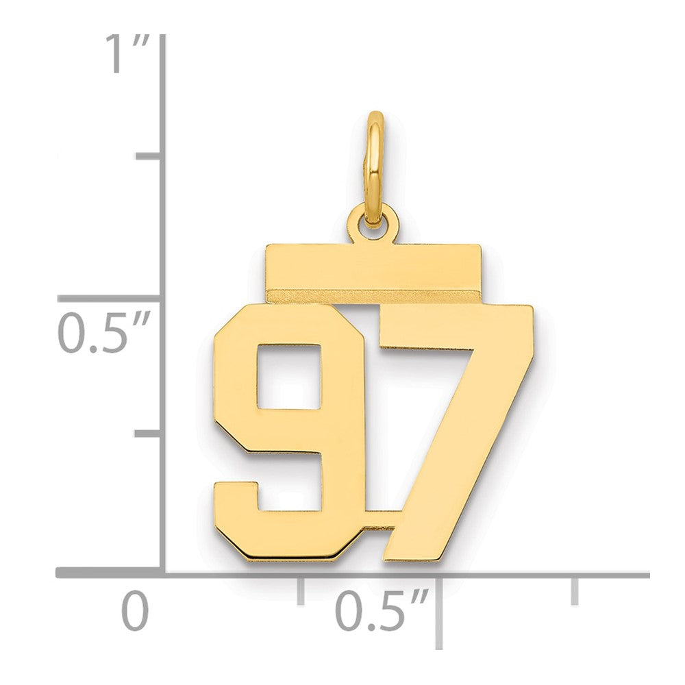 14k Small Polished Number 97 Charm
