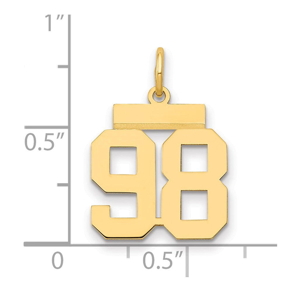 14k Small Polished Number 98 Charm