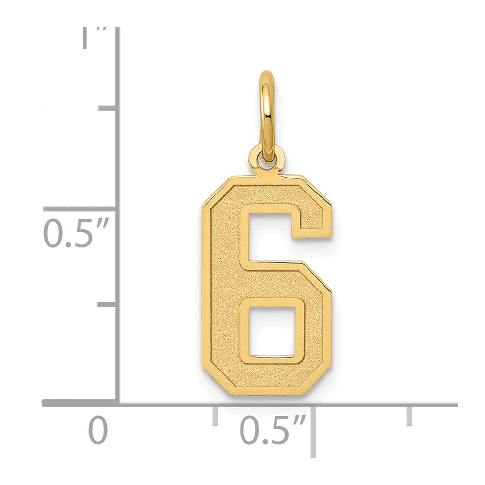 14k Medium Satin Number 6 Charm