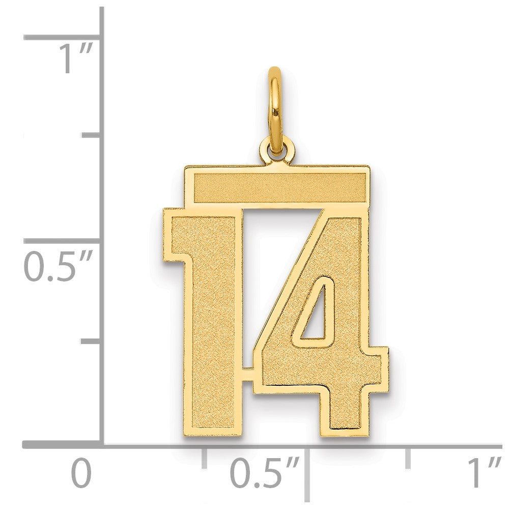 14k Medium Satin Number 14 Charm