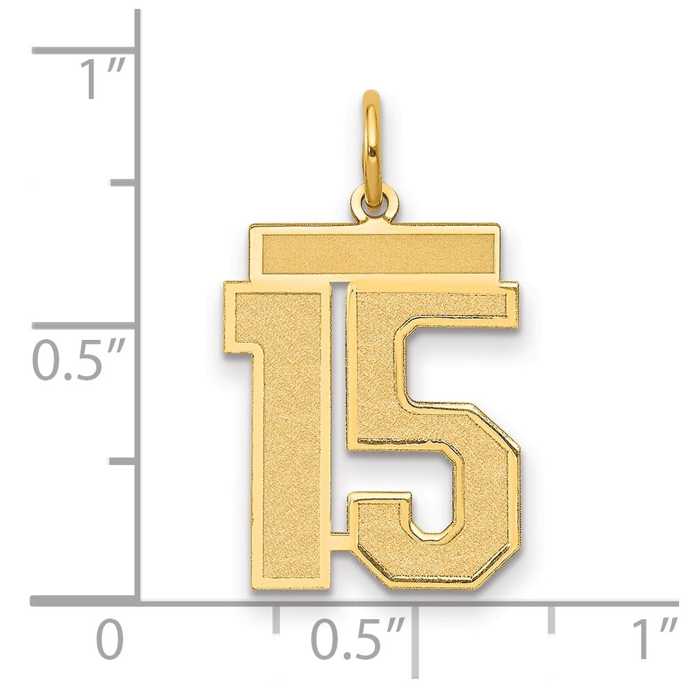 14k Medium Satin Number 15 Charm