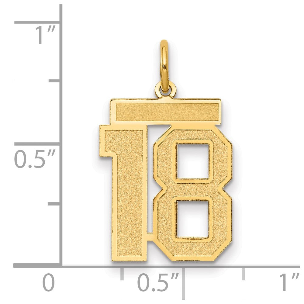 14k Medium Satin Number 18 Charm