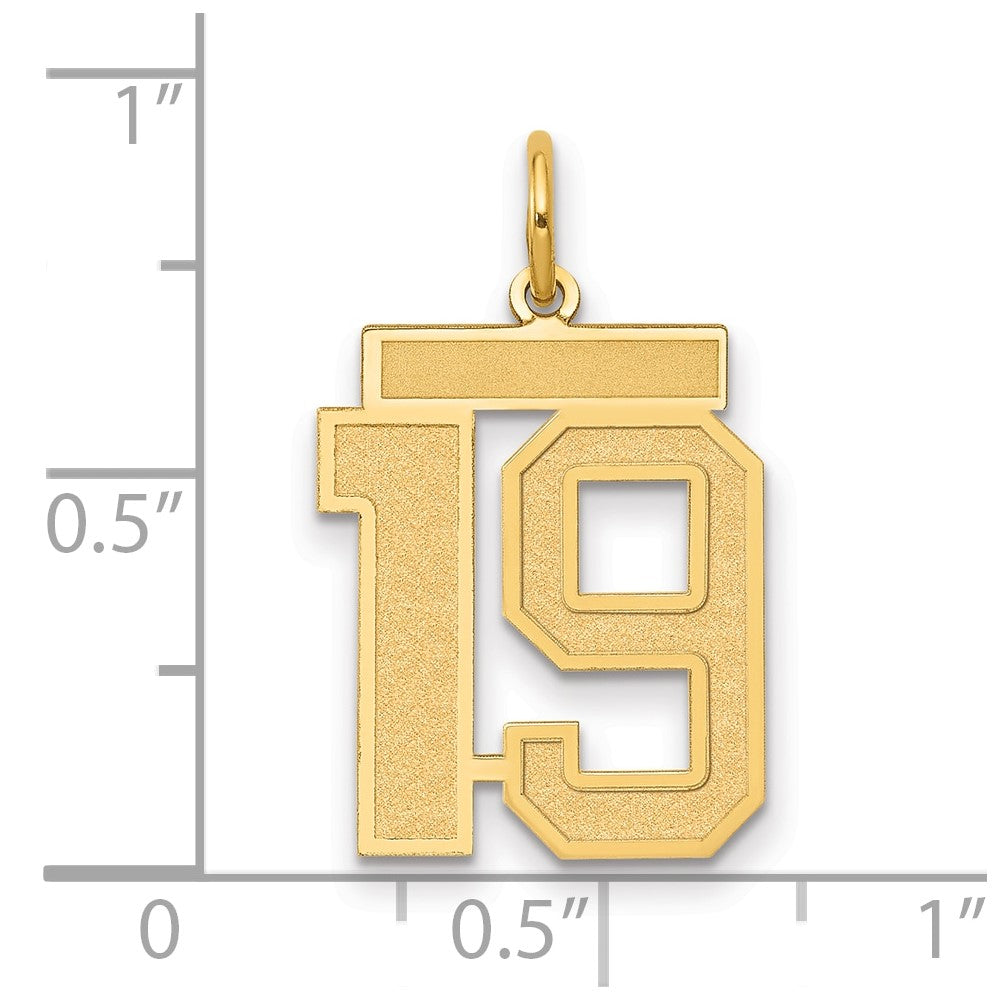 14k Medium Satin Number 19 Charm