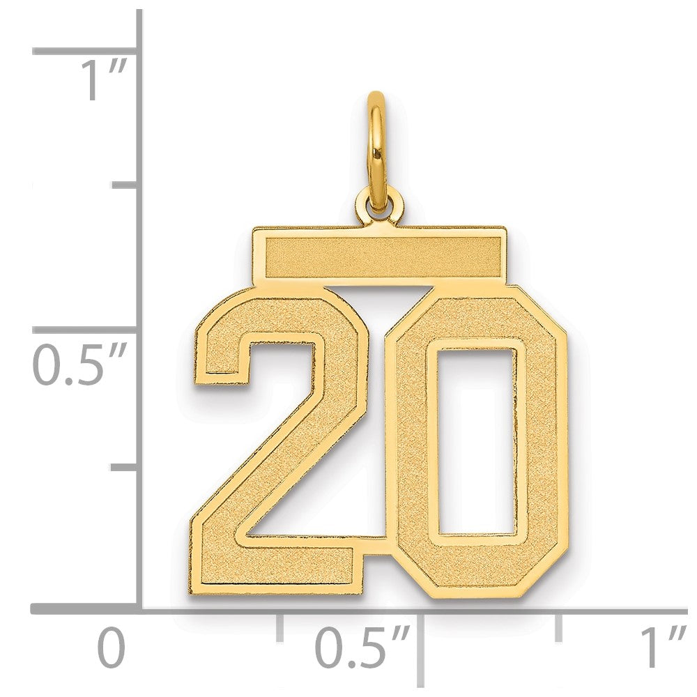 14k Medium Satin Number 20 Charm