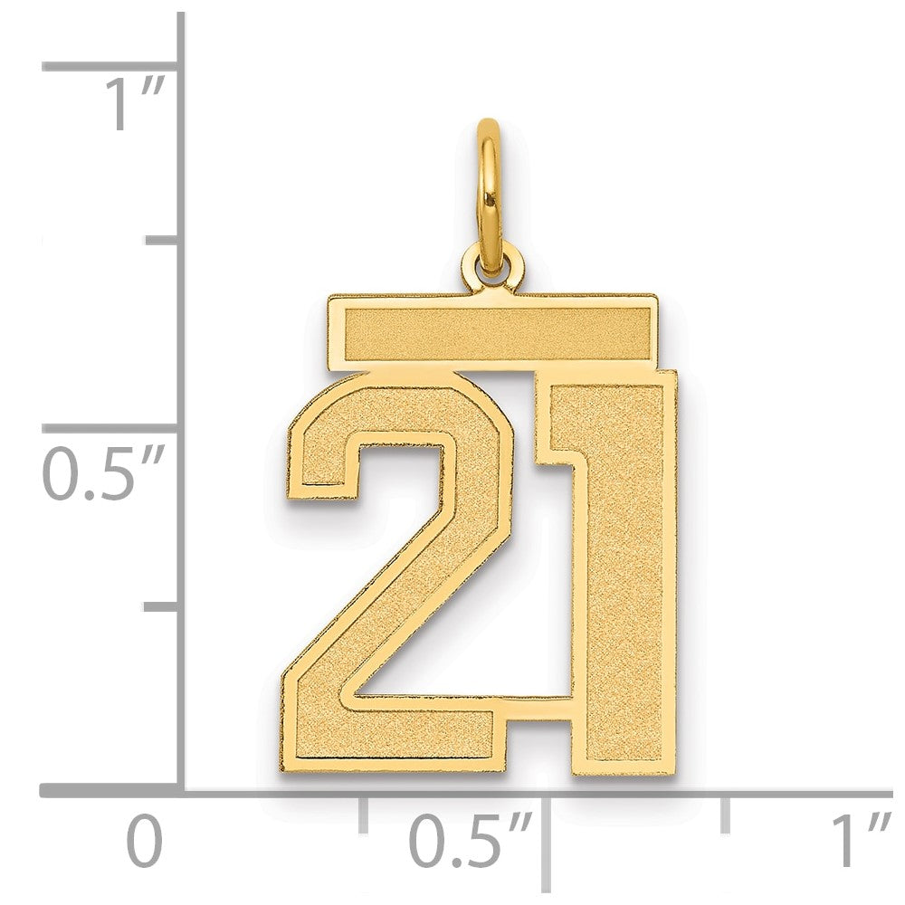 14k Medium Satin Number 21 Charm