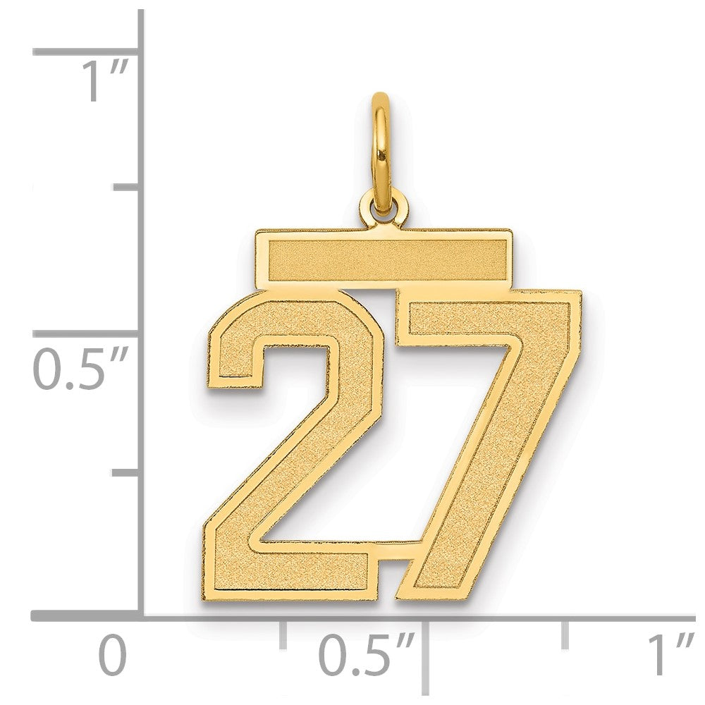 14k Medium Satin Number 27 Charm