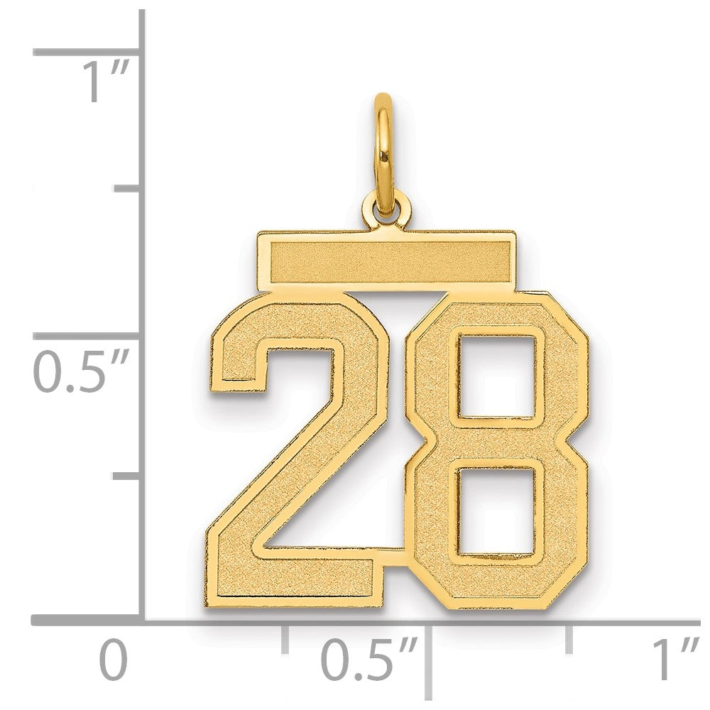 14k Medium Satin Number 28 Charm