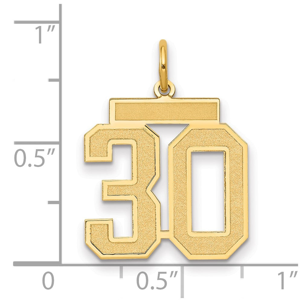 14k Medium Satin Number 30 Charm