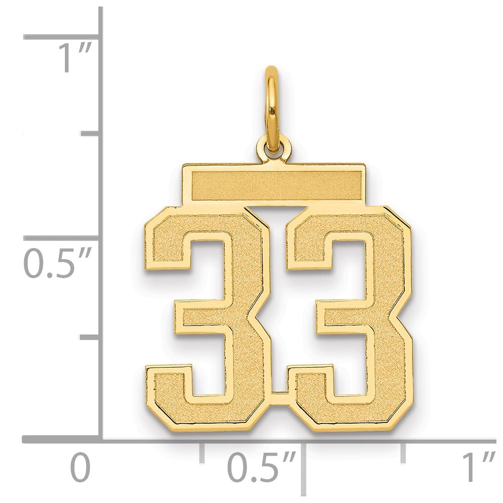 14k Medium Satin Number 33 Charm