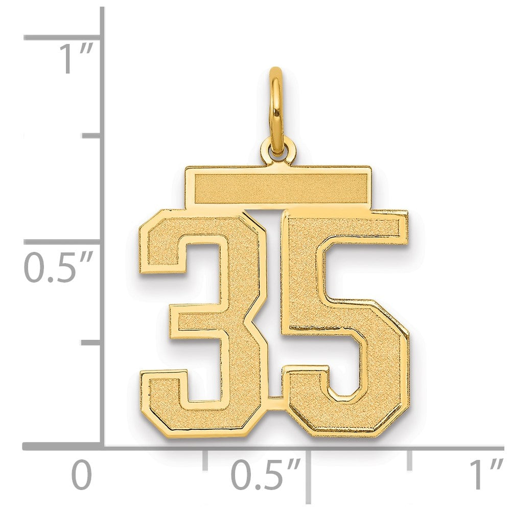 14k Medium Satin Number 35 Charm