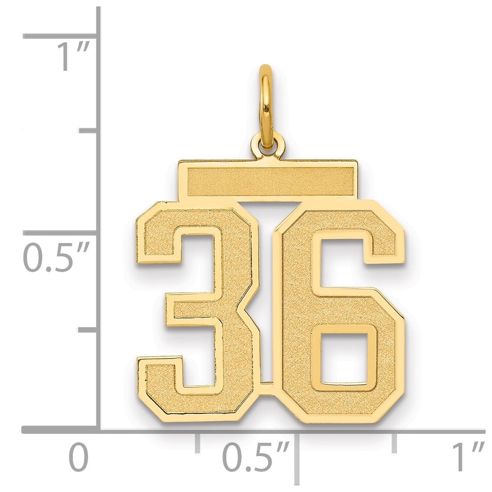 14k Medium Satin Number 36 Charm