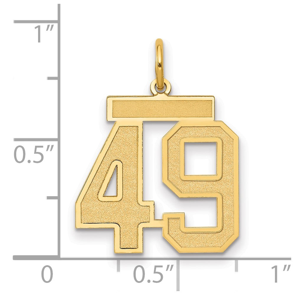 14k Medium Satin Number 49 Charm