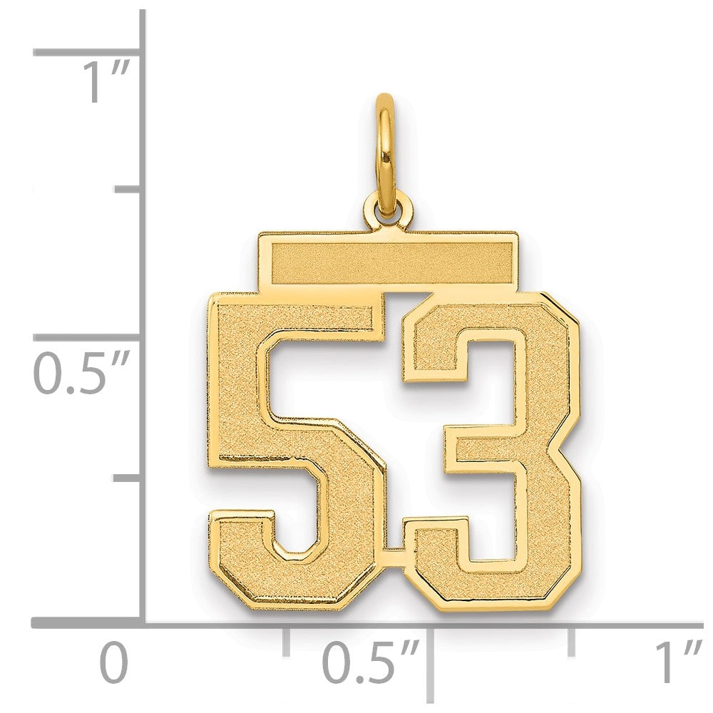 14k Medium Satin Number 53 Charm