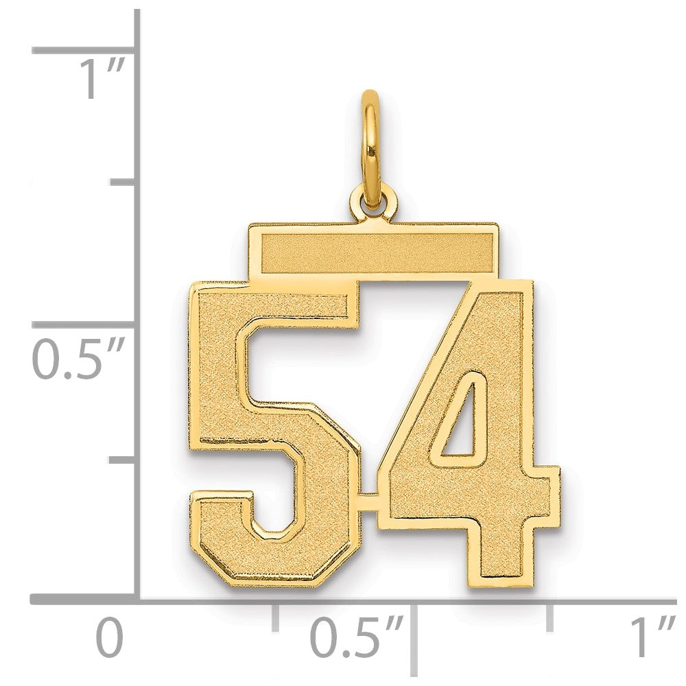 14k Medium Satin Number 54 Charm