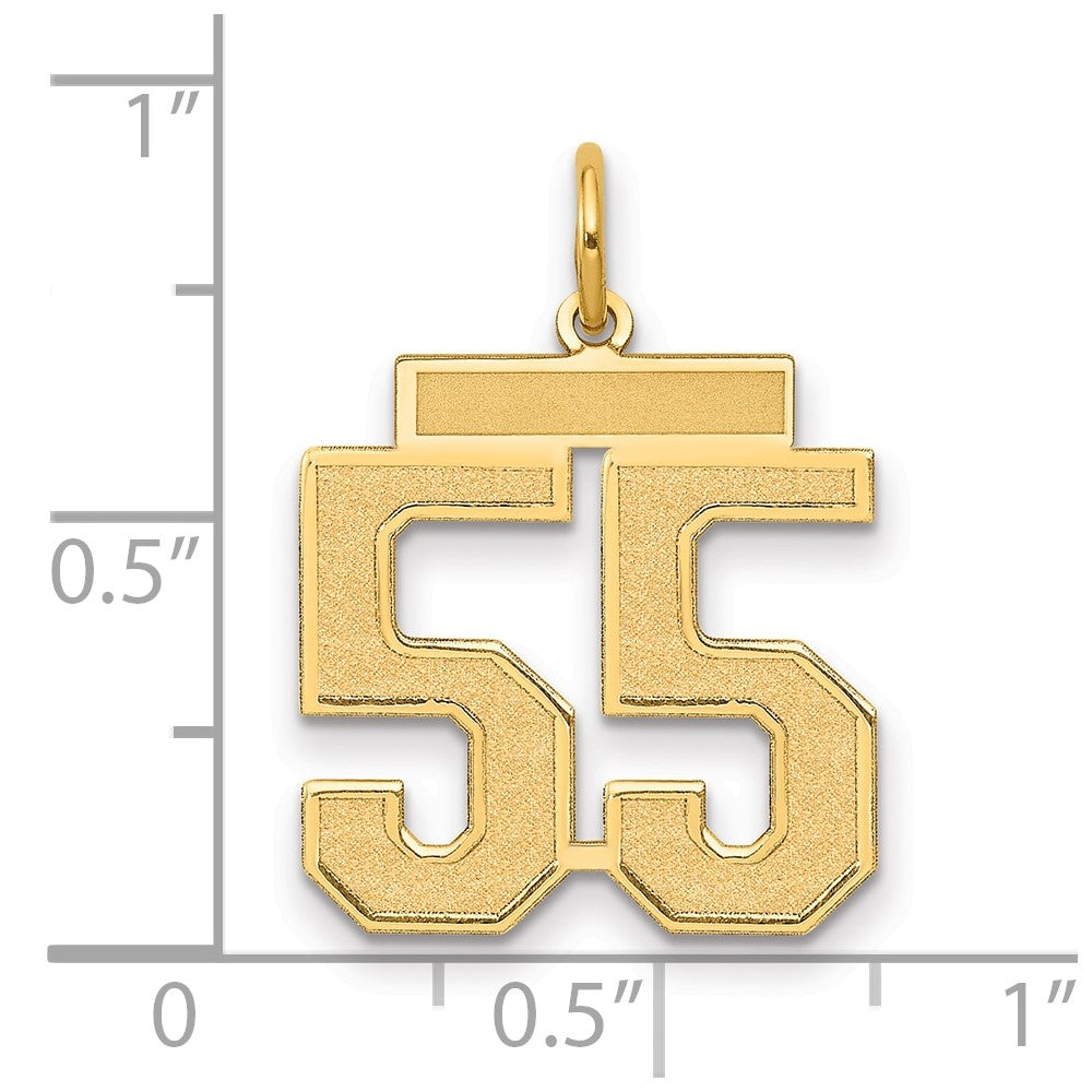 14k Medium Satin Number 55 Charm
