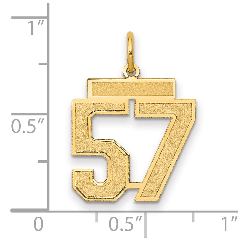 14k Medium Satin Number 57 Charm