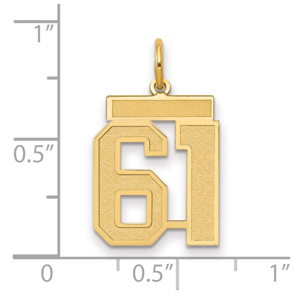 14k Medium Satin Number 61 Charm