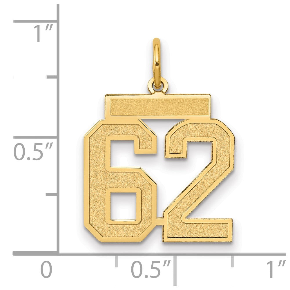 14k Medium Satin Number 62 Charm
