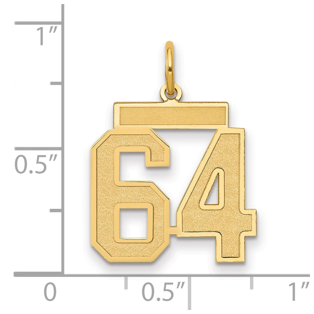 14k Medium Satin Number 64 Charm