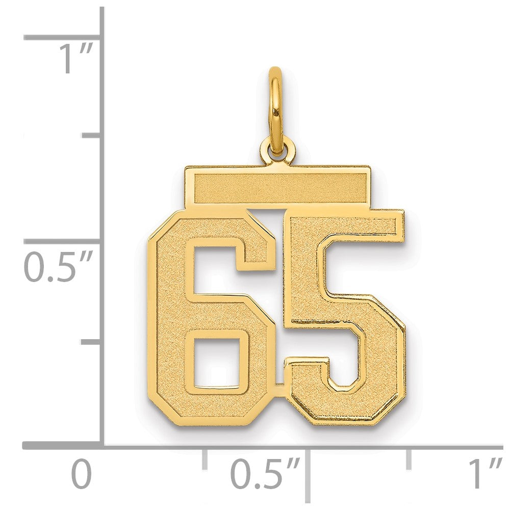14k Medium Satin Number 65 Charm