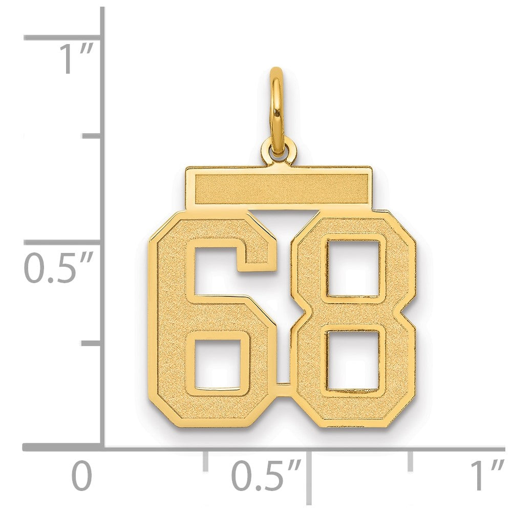 14k Medium Satin Number 68 Charm