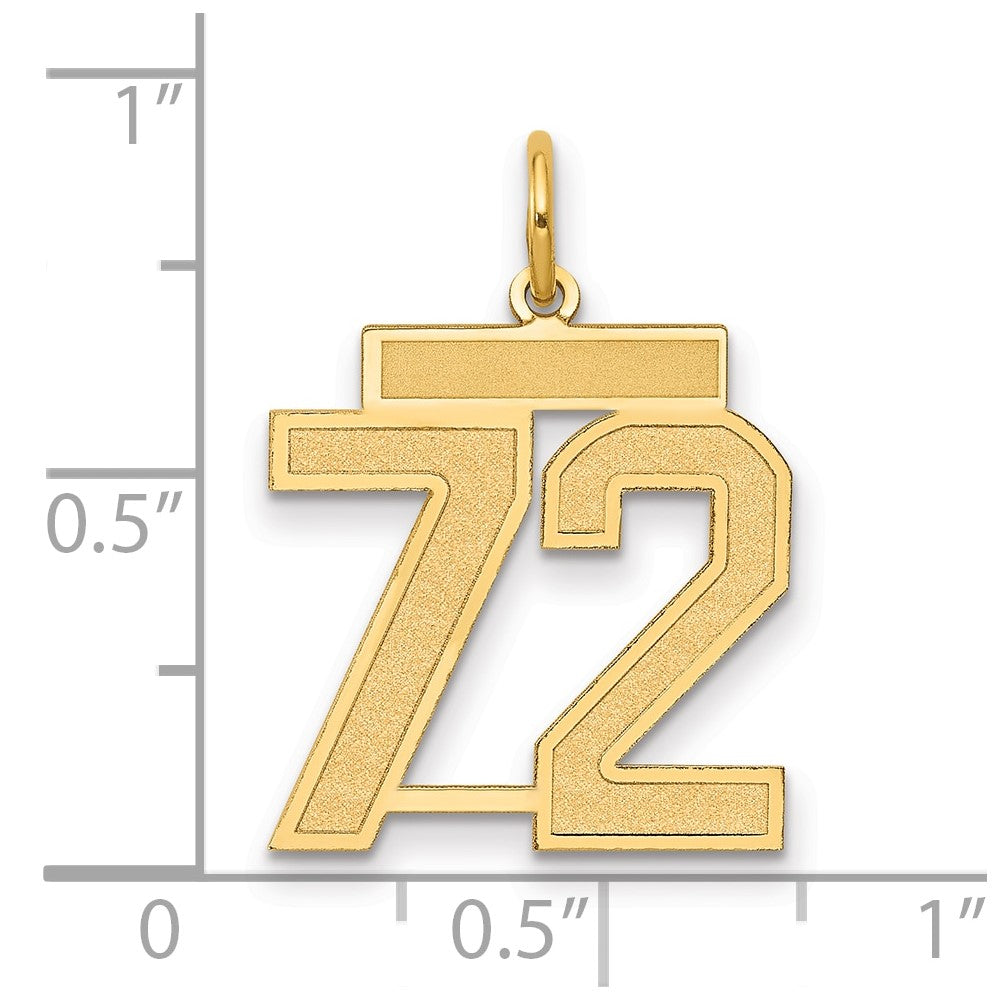 14k Medium Satin Number 72 Charm
