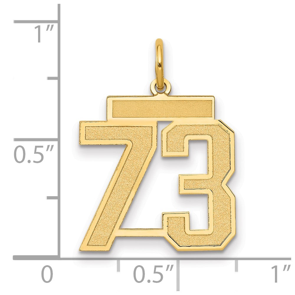 14k Medium Satin Number 73 Charm