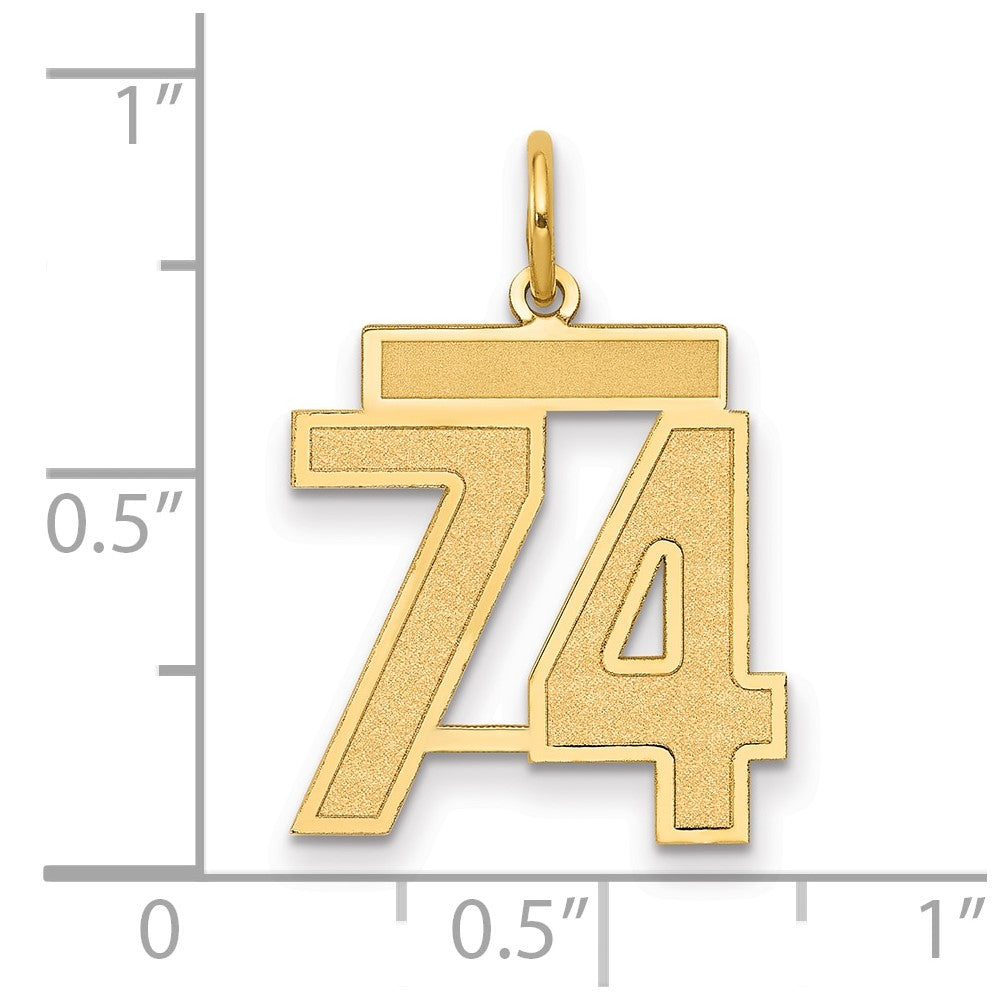 14k Medium Satin Number 74 Charm