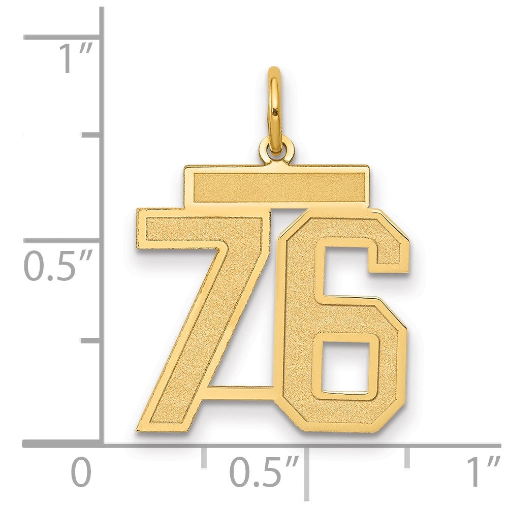 14k Medium Satin Number 76 Charm
