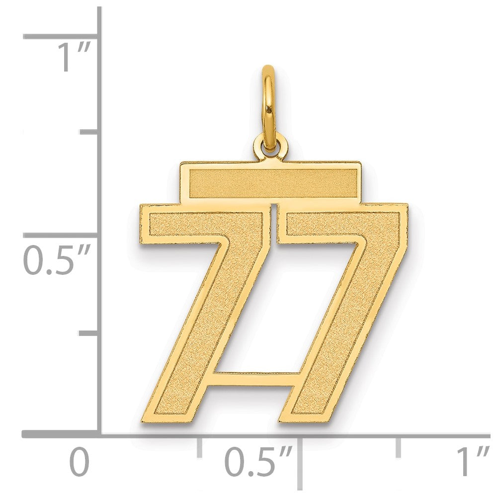 14k Medium Satin Number 77 Charm