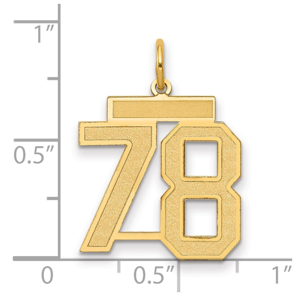 14k Medium Satin Number 78 Charm