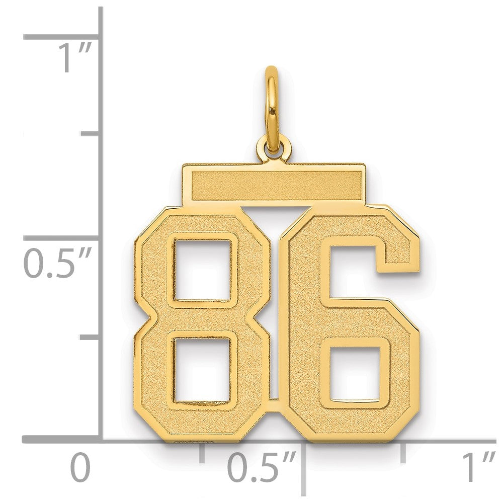 14k Medium Satin Number 86 Charm