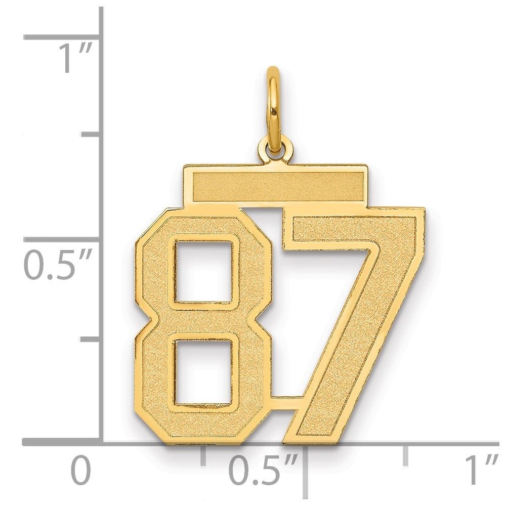 14k Medium Satin Number 87 Charm